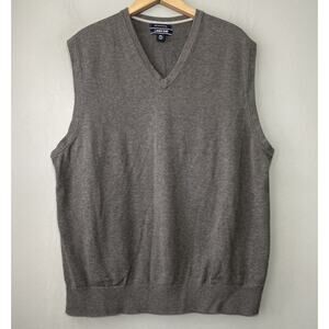 Lands End Supima Cotton Sweater Vest Men Size XL Gray Preppy Light Academia Golf